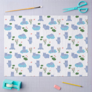 Cute Hippopotamus Hippo Pattern Tissue Paper