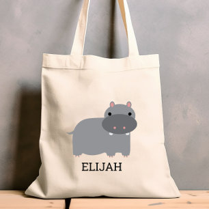 Cute Hippopotamus Kids' Personalised Tote Bag