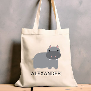 Cute Hippopotamus Kids' Personalised Tote Bag
