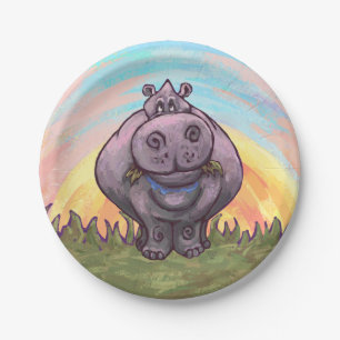 Cute Hippopotamus Party Paper Plate