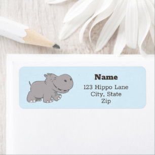 Cute Hippopotamus Return Address Label