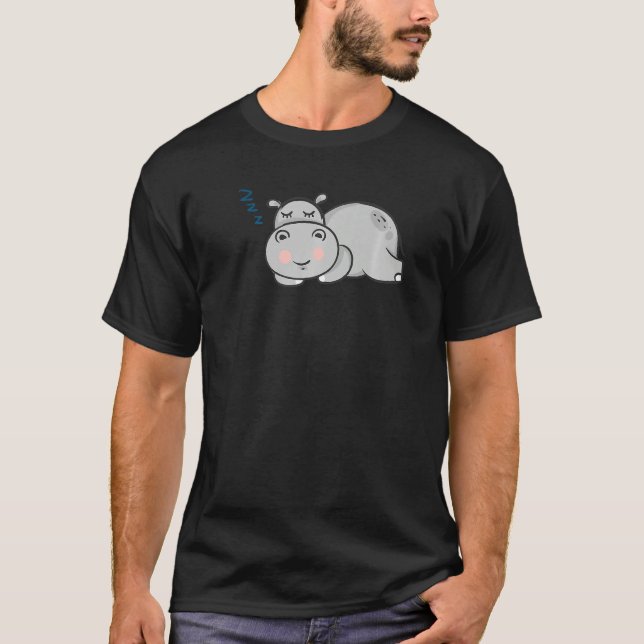 Cute Hippopotamus Sleeping Hippos Animal T-Shirt (Front)