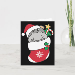 Cute Hippos In Christmas Stockings For Christmas  Card