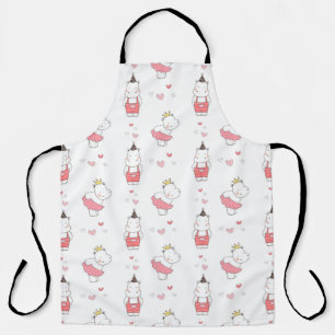 Cute Hippos Love Pattern Apron