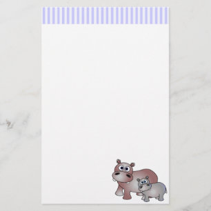 Cute Hippos Mum and Baby Stationery