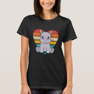 Cute Hippos Retro Heart Shape Vintage T-Shirt