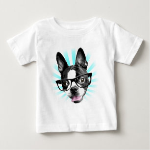 Cute! Hipster Boston Terrier Baby T-Shirt