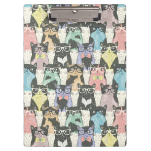 Cute Hipster Cats Pattern Clipboard