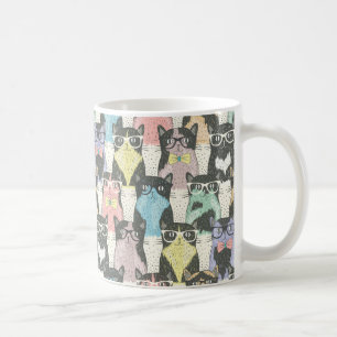 Cute Hipster Cats Pattern Coffee Mug
