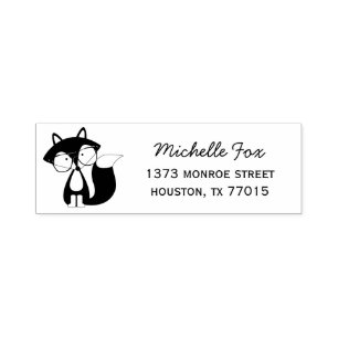 Cute Hipster Fox Address Self-inking Stamp