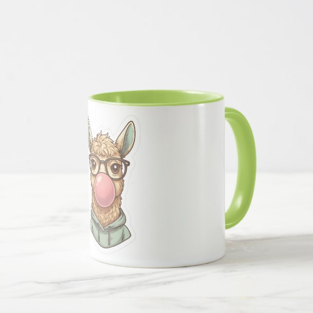 Cute Hipster Llama Sticker Mug (Front Right)