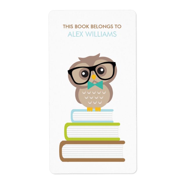 Cute Hipster Owl Bookplate (Front)