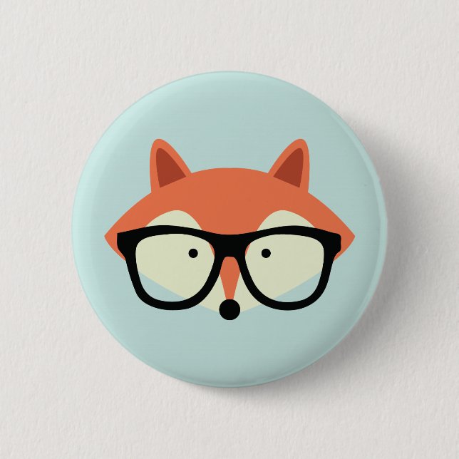Cute Hipster Red Fox 6 Cm Round Badge (Front)