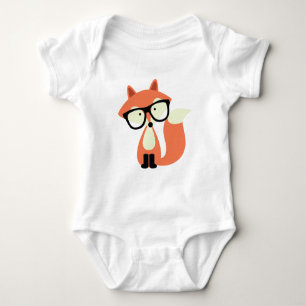 Cute Hipster Red Fox Baby Bodysuit