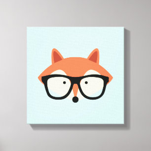 Cute Hipster Red Fox Canvas Print