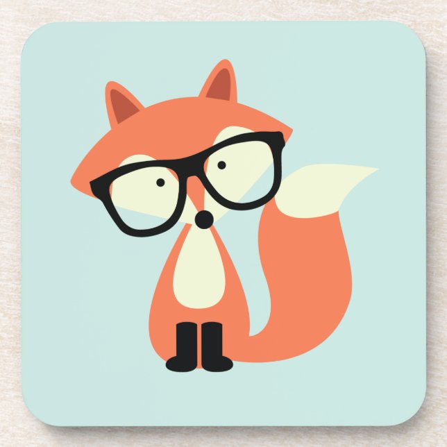 Cute Hipster Red Fox Coaster (Front)