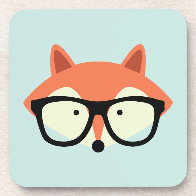 Cute Hipster Red Fox Coaster (Front)