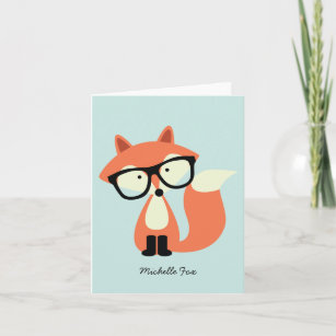 Cute Hipster Red Fox Folded Thank You Notes