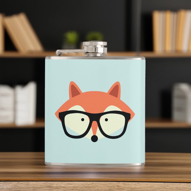Cute Hipster Red Fox Hip Flask (Creator Uploaded)
