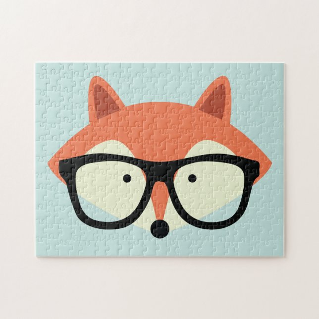 Cute Hipster Red Fox Jigsaw Puzzle (Horizontal)