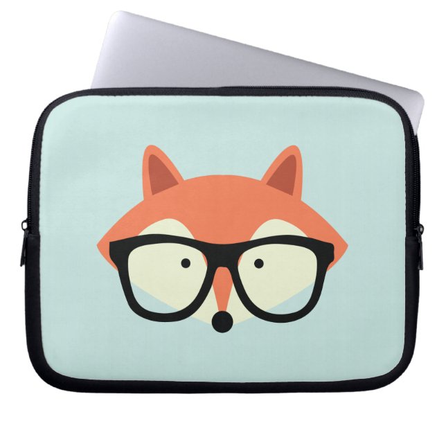 Cute Hipster Red Fox Laptop Sleeve (Front)