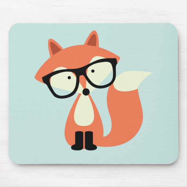 Cute Hipster Red Fox Mouse Pad (Front)