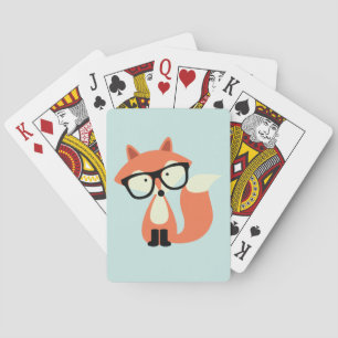 Cute Hipster Red Fox Playing Cards