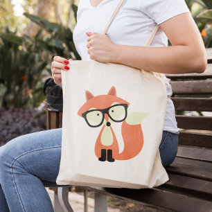 Cute Hipster Red Fox Tote Bag