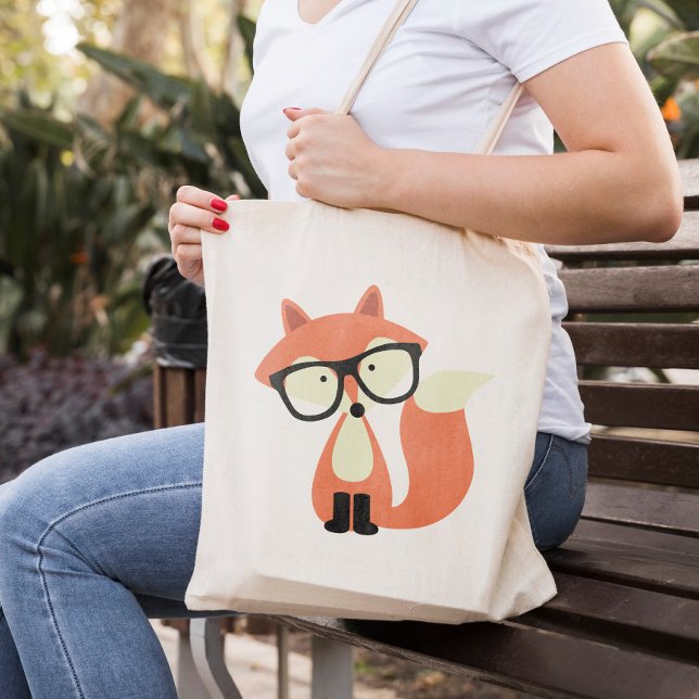 Cute Hipster Red Fox Tote Bag (Creator Uploaded)