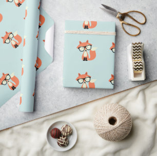 Cute Hipster Red Fox Wrapping Paper