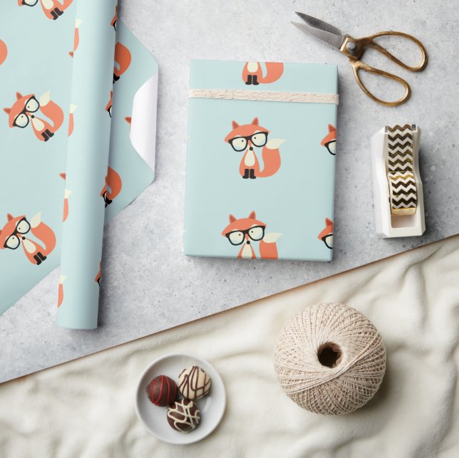 Cute Hipster Red Fox Wrapping Paper (Crafts)