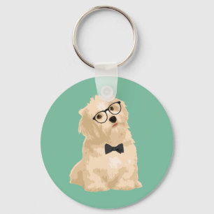 Cute Hipster Reddish Havanese Puppy for Dog Lovers Key Ring