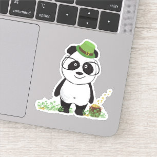 Cute Hipster St Patricks Day Panda Bear Drawing