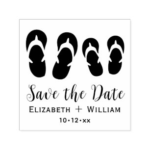 Cute His & Hers Flip Flops Wedding Save the Date Self-inking Stamp