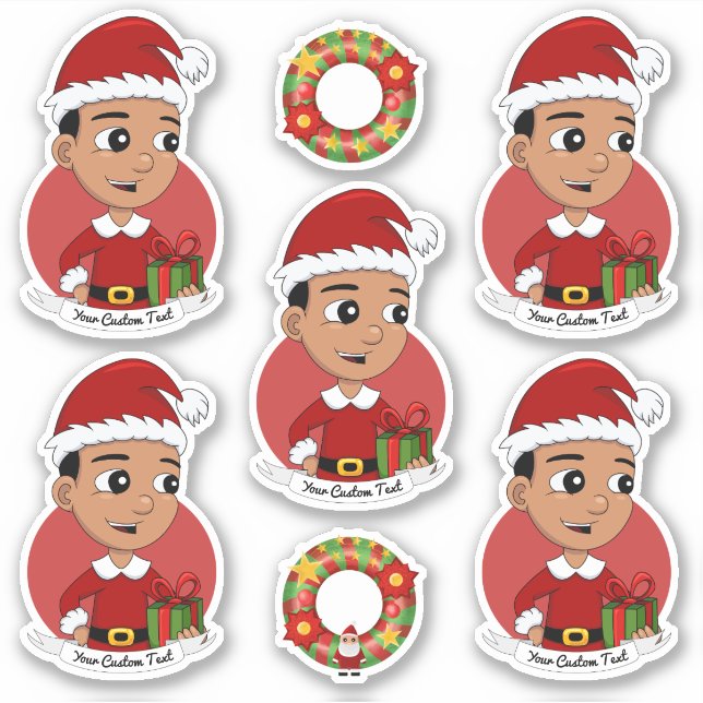 Cute Hispanic Christmas boy cartoon (Front)
