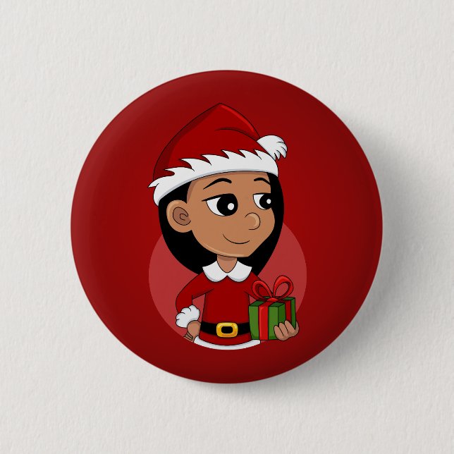 Cute Hispanic girl with long black hair  6 Cm Round Badge (Front)