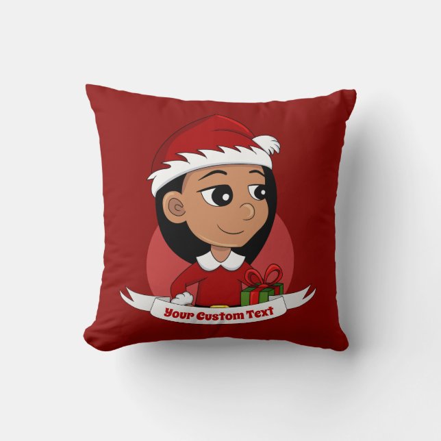 Cute Hispanic girl with long black hair  Cushion (Front)