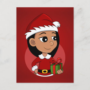 Cute Hispanic girl with long black hair  Holiday Postcard