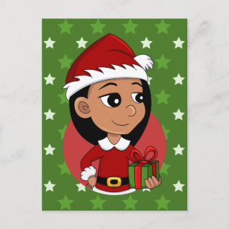 Cute Hispanic girl with long black hair  Holiday Postcard