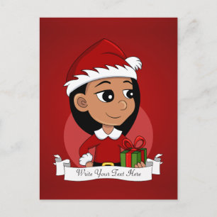 Cute Hispanic girl with long black hair  Holiday Postcard