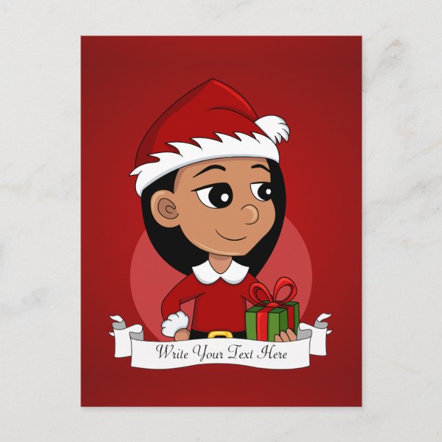 Cute Hispanic girl with long black hair  Holiday Postcard (Front)