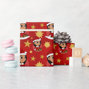 Cute Hispanic girl with long black hair Wrapping Paper