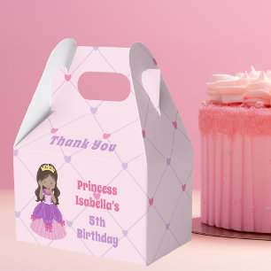 Cute Hispanic Princess Girl Pink Birthday Party Favour Box