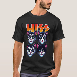 Cute Hiss Cats Rock Kittens Kitty Rocking Music Ca T-Shirt