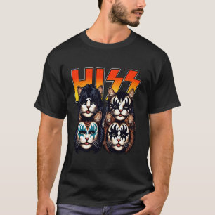 Cute Hiss Cats Rock Kittens Kitty Rocking Music Ca T-Shirt