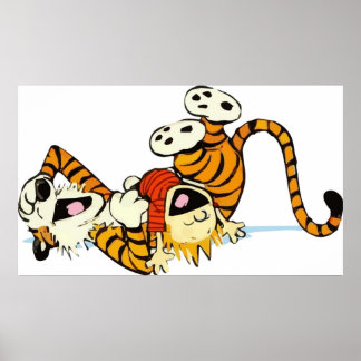 Cute Hobbes Laughing on the Ground Artwork  Arts P Poster