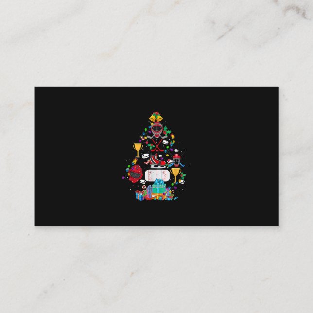 Cute Hockey Christmas Ornament Tree Funny Gift Boy Business Card (Front)