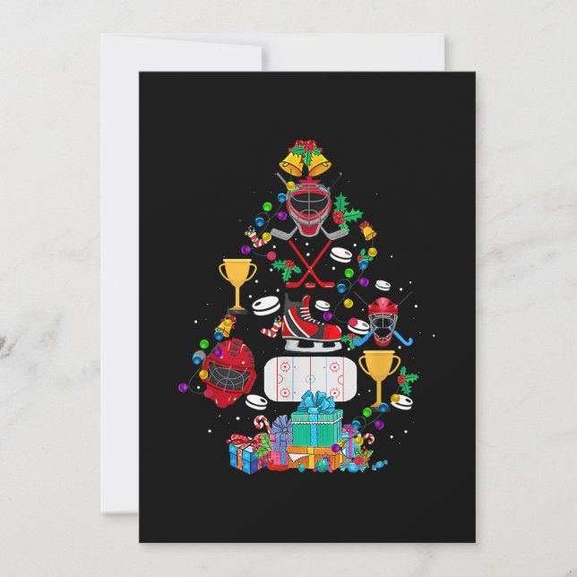 Cute Hockey Christmas Ornament Tree Funny Gift Boy Holiday Card (Front)