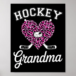 Cute Hockey Grandma Heart Leopard Poster