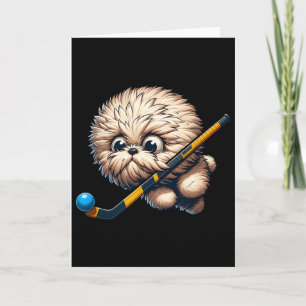Cute Hockey Puppy Dog With Stick And Byll Kawaii S Card